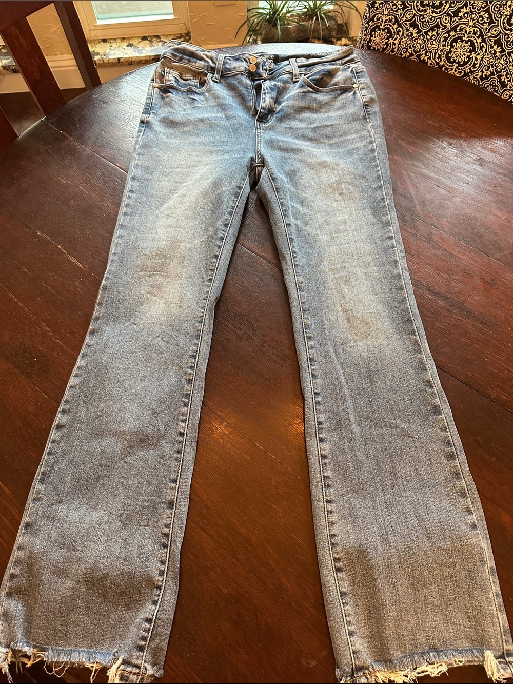 Judy Blue Light Blue Flare Jeans with Raw Hem